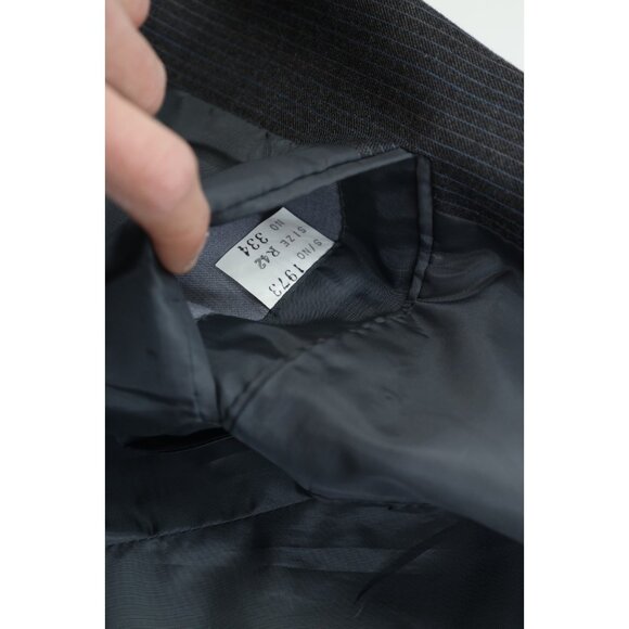 Vtg 70s Streetwear Mens 42R 2 Piece Wool Pinstriped Suit Wedding Gray Pants 34 - Picture 9 of 16